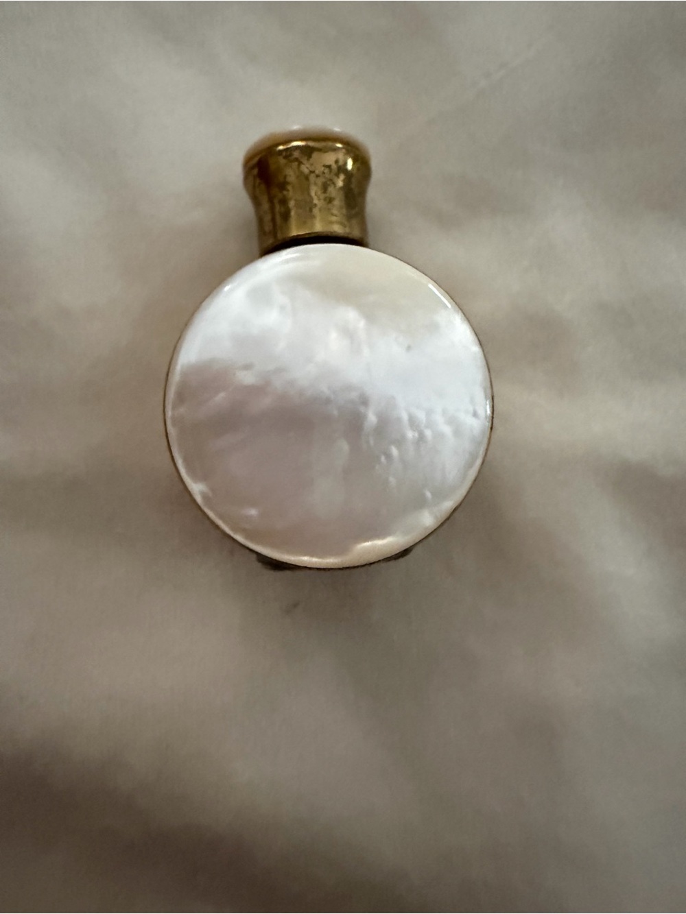 Mother-of-Pearl Vintage Round Glass Perfume Bottle